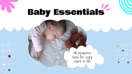 Plantilla de diseño de Lindos artículos esenciales para bebé con lema Full HD video 