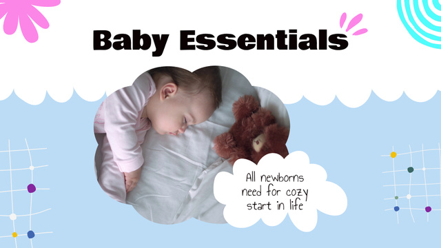 Cute Baby Essentials With Slogan Full HD video Πρότυπο σχεδίασης