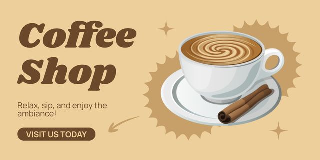 Ontwerpsjabloon van Twitter van Spicy Coffee With Cinnamon Offer In Coffee Shop
