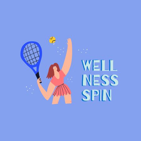 Illustration of Woman playing Tennis Logo Tasarım Şablonu