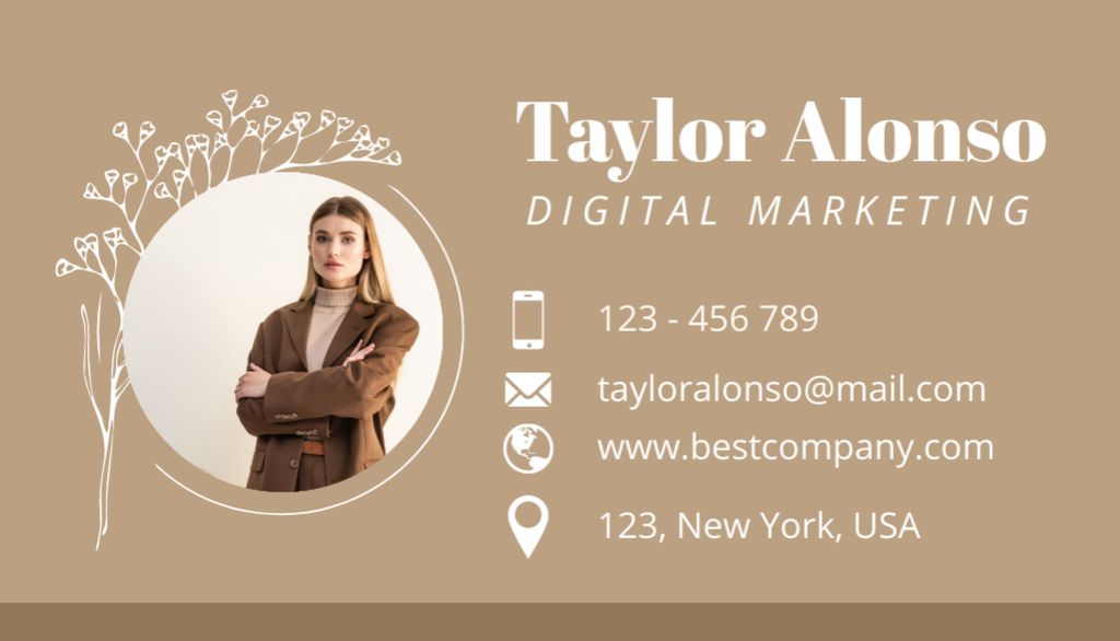 Digital Marketing Professional's Beige Introductory Business Card US Design Template