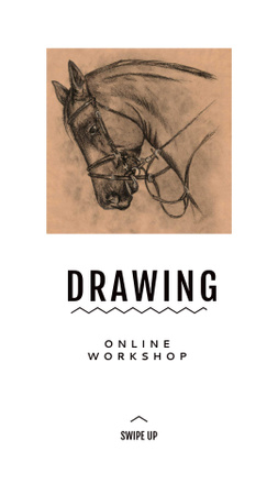 Charcoal Drawing of Horse Instagram Story Design Template