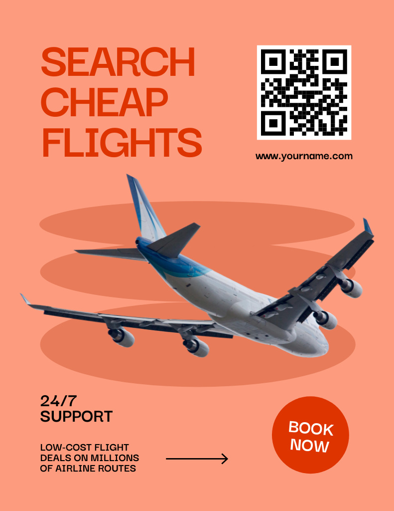 Services for Finding Cheap Air Tickets Poster 8.5x11in Πρότυπο σχεδίασης