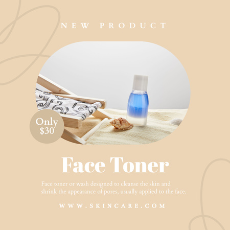 Skincare Ad with Face Toner Instagram Design Template