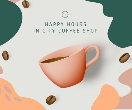 Ontwerpsjabloon van Facebook van Happy Hours in Coffee shop