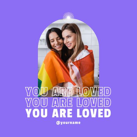 Phrase about Love with Cute LGBT Couple Instagram Design Template