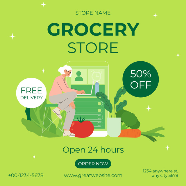 Szablon projektu Fresh Veggies And Fruits With Free Delivery Instagram