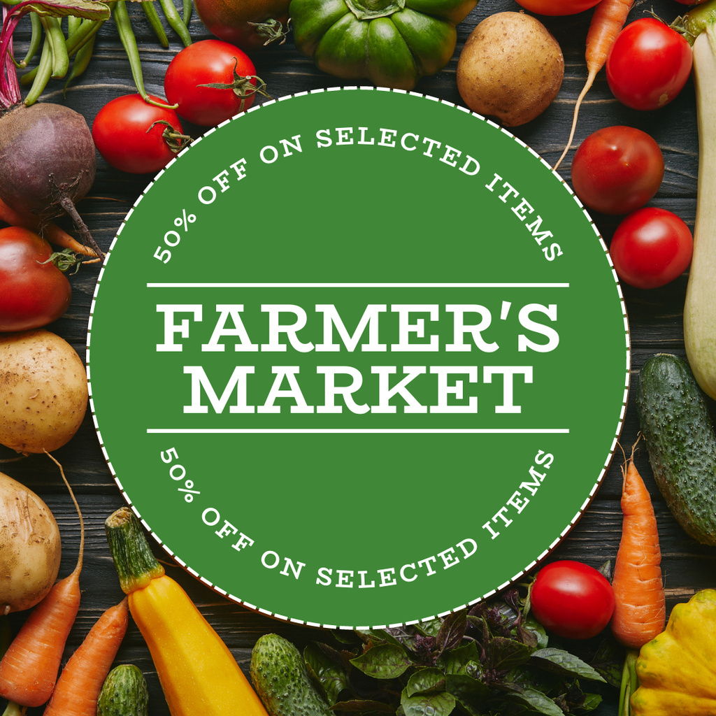 Discount on Select Products from Farmer's Market Instagram AD Design Template