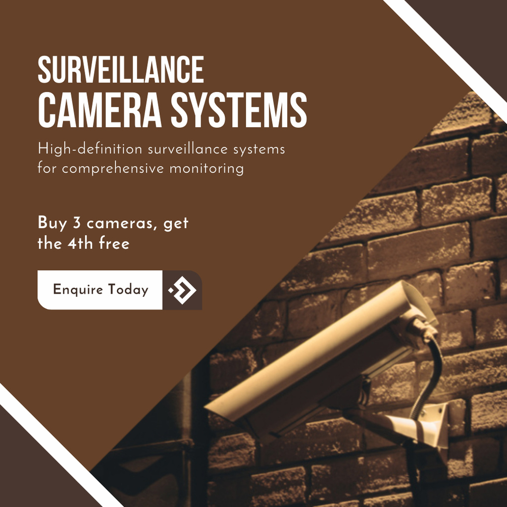Outdoor Surveillance Systems Promo on Brown Instagram – шаблон для дизайна