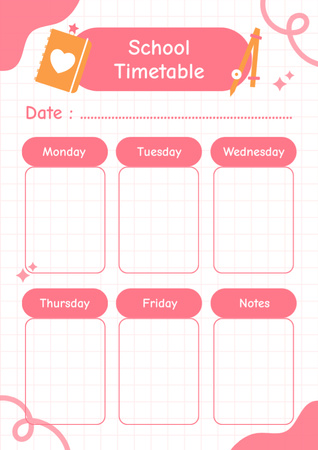 Haftalık Planlarla Okul Takvimi Schedule Planner Tasarım Şablonu