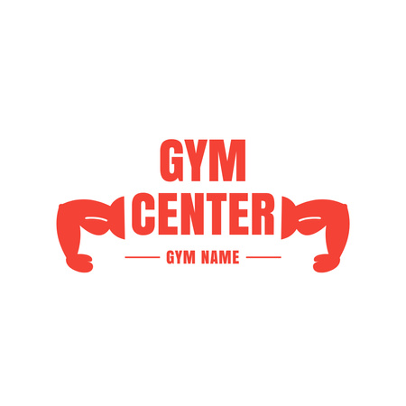 Gym Center Ad with Strong Muscular Arms T-Shirt 4x4in Design Template