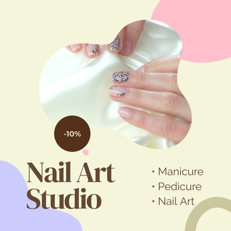 Nail Art Studio With Several Services And Discount Animated Post Design Template