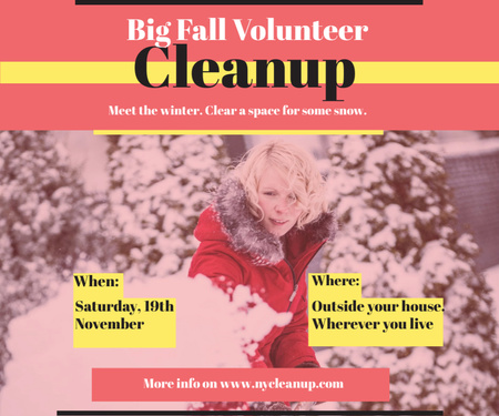 Announcement About Winter Volunteer Cleaning of Territory Medium Rectangle Design Template