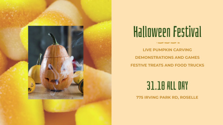 Platilla de diseño Halloween Festival With Sweet Candies And Pumpkin Full HD video