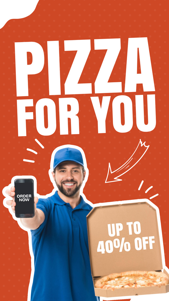 Top-notch Pizza Delivery Service With Discount Instagram Storyデザインテンプレート