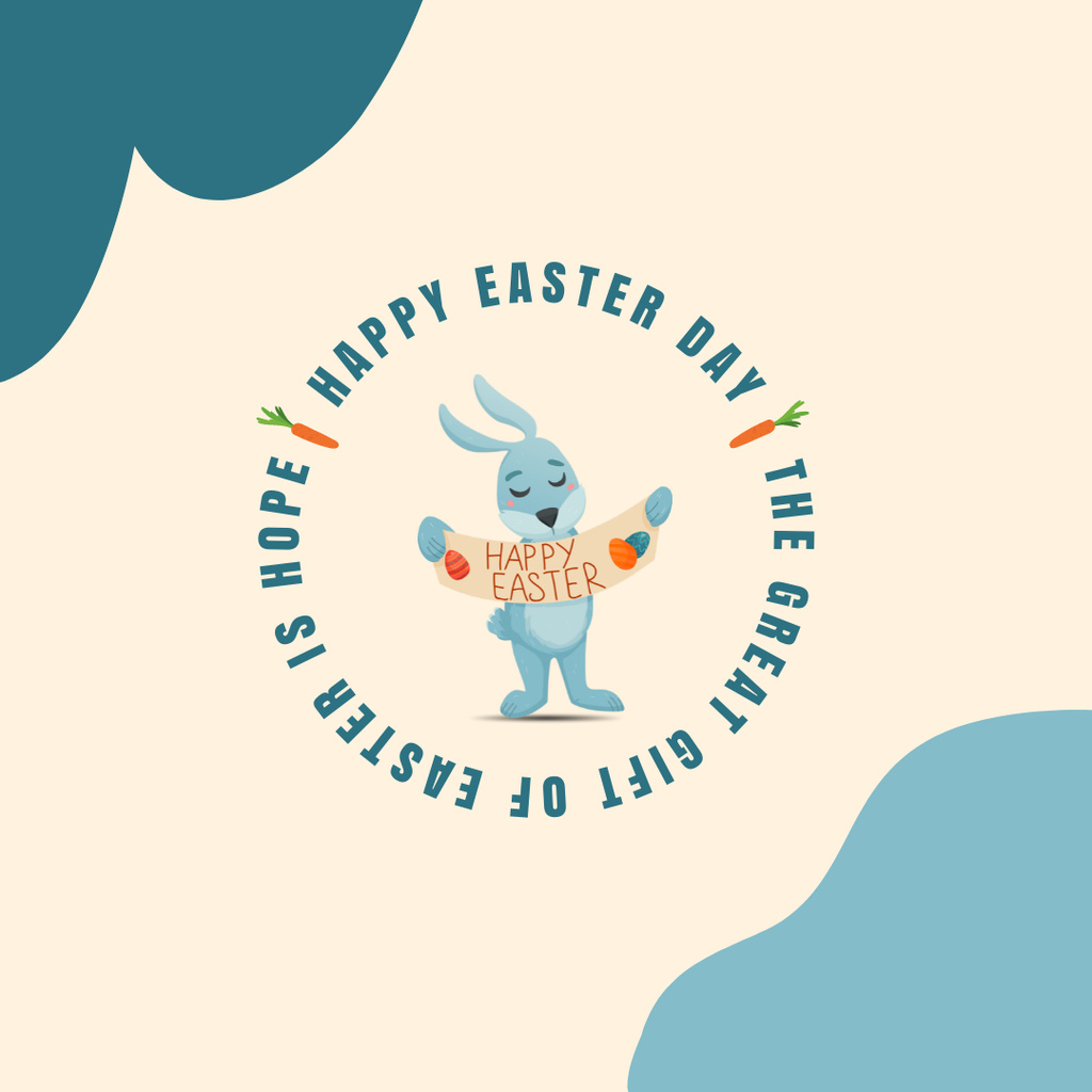 Easter Day Announcement with Cute Rabbit Instagram Design Template