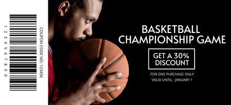Basketball Championship Game Ticket's Discount Coupon 3.75x8.25in Design Template