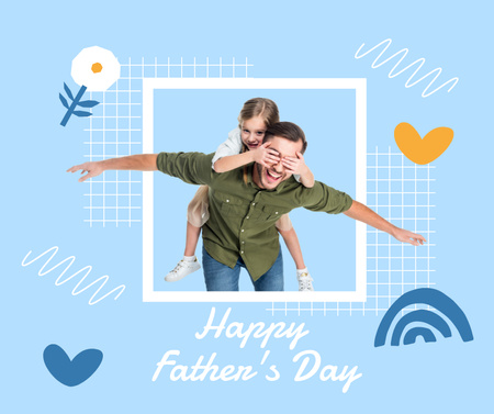 Krásný otec s dcerou na Den otců hraní Facebook Šablona návrhu