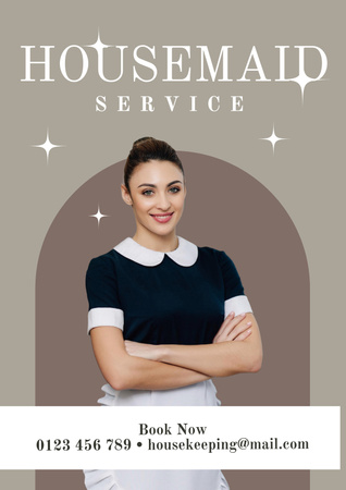 Cleaning Services Offer with a Smiling Maid Poster tervezősablon