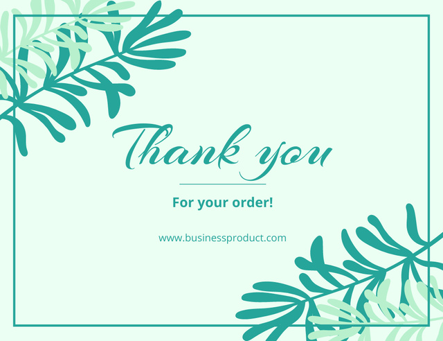 Thank You Message with Leaves Illustration Thank You Card 5.5x4in Horizontal tervezősablon