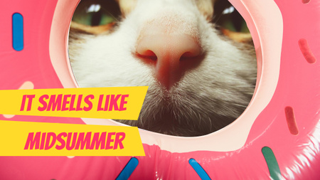 Funny Kitty sniffing Donut Youtube Thumbnail – шаблон для дизайну