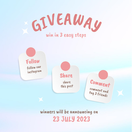 Three Step Giveway Announcement Instagram Design Template