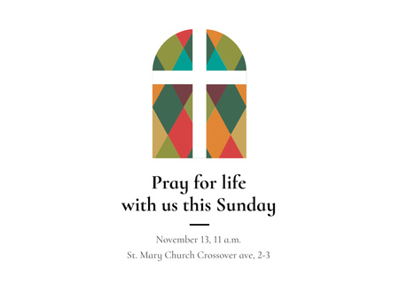 Invitation to Pray with Church windows Postcard 5x7in Modelo de Design