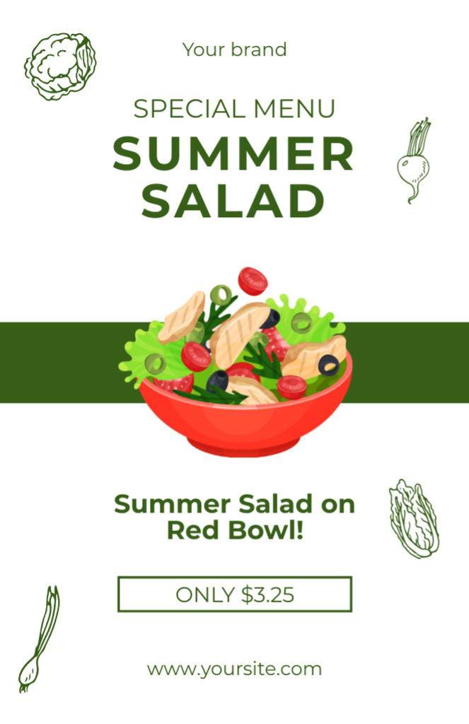 Offer of Tasty and Healthy Summer Salad Recipe Card – шаблон для дизайну