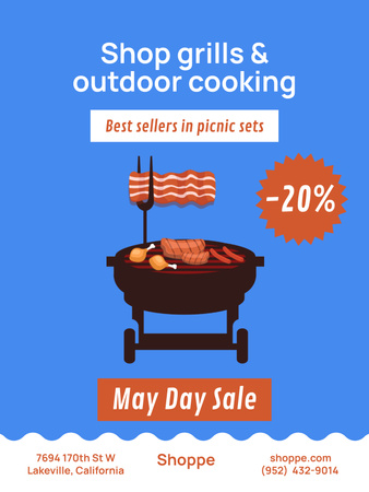 May Day Holiday Sale Announcement Poster US Design Template