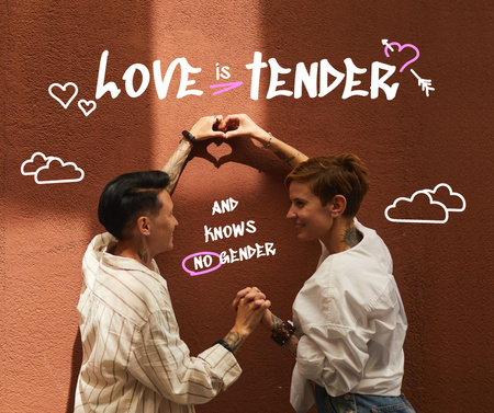 Plantilla de diseño de Valentine's Day Holiday with Cute LGBT Couple Facebook 