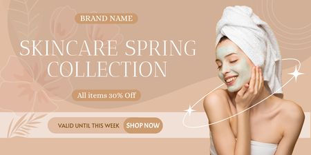 Ontwerpsjabloon van Twitter van Spring Sale Skin Care Collection