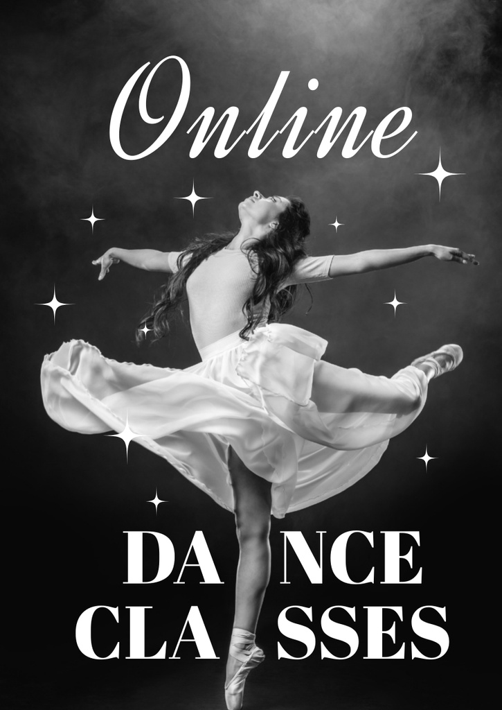 Dance Studio Ad with Ballerina Poster A3 – шаблон для дизайна