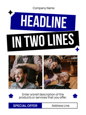 Template di design Offerta speciale di servizi di barbiere Poster US