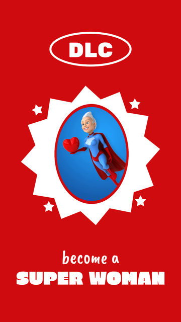Modèle de visuel Superhero Game Character in Red - Instagram Video Story