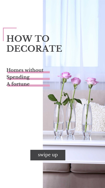 Home Decor ad with Roses in Vases Instagram Story Šablona návrhu