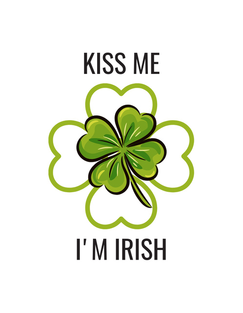 Ontwerpsjabloon van T-Shirt van Happy St. Patrick's Day Greeting with Clover Leaf