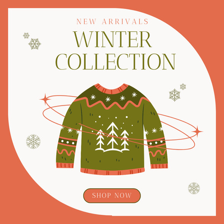 Designvorlage Ankündigung der neu eingetroffenen Winterkollektion für Instagram AD