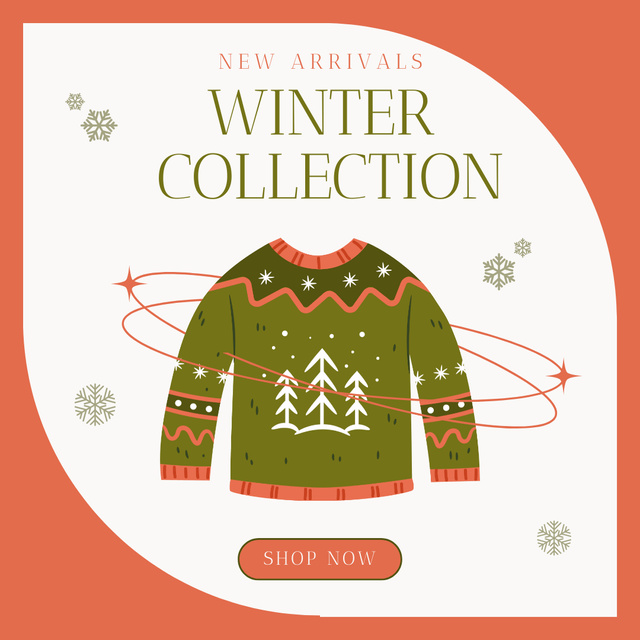 Designvorlage Announcement of New Arrival Winter Collection für Instagram AD