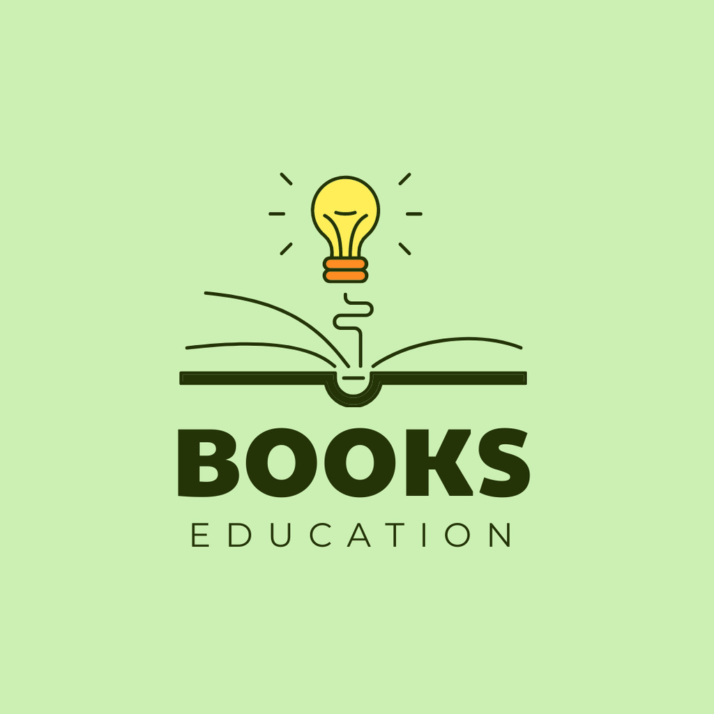 Designvorlage Books for Education Ad With Bulb Emblem für Logo 1080x1080px