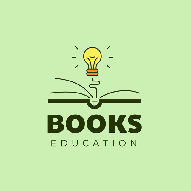 Books for Education Ad With Bulb Emblem Logo 1080x1080pxデザインテンプレート