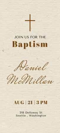 Baptism Ceremony Announcement with Christian Cross Invitation 9.5x21cm Design Template