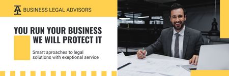 Legal Services in Business Protection Twitter Design Template
