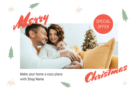 Ontwerpsjabloon van Postcard 4x6in van Christmas Sale in July with Happy Family
