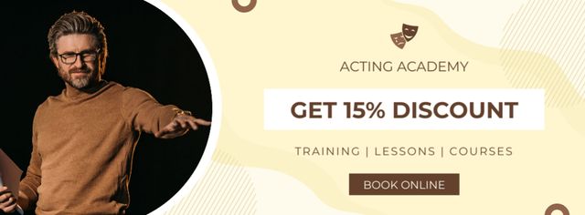 Plantilla de diseño de Offer Discounts on Training at Acting Academy Facebook cover 