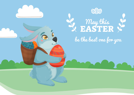 Easter Greeting Bunny With Egg Postcard A5 – шаблон для дизайну