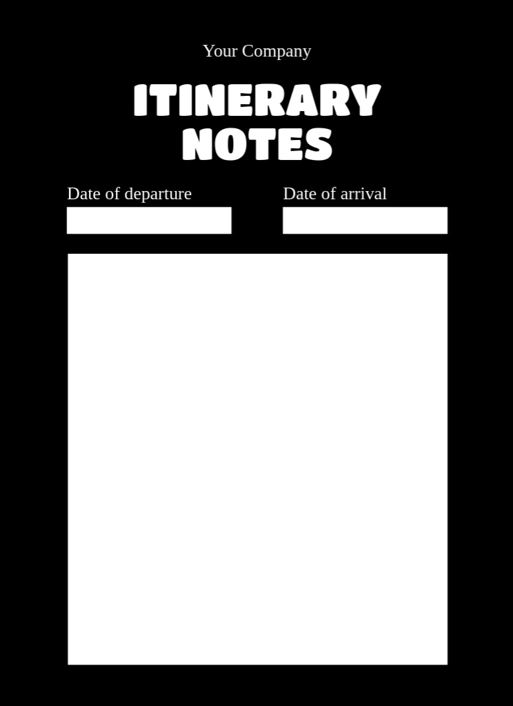Designvorlage Itinerary Notes in Black and White für Notepad 4x5.5in