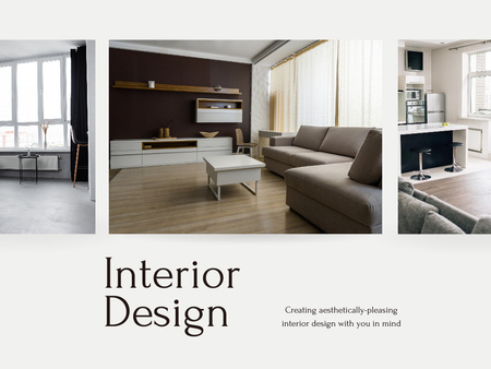 Plantilla de diseño de Collage de diseño de interiores de sala de estar Presentation 