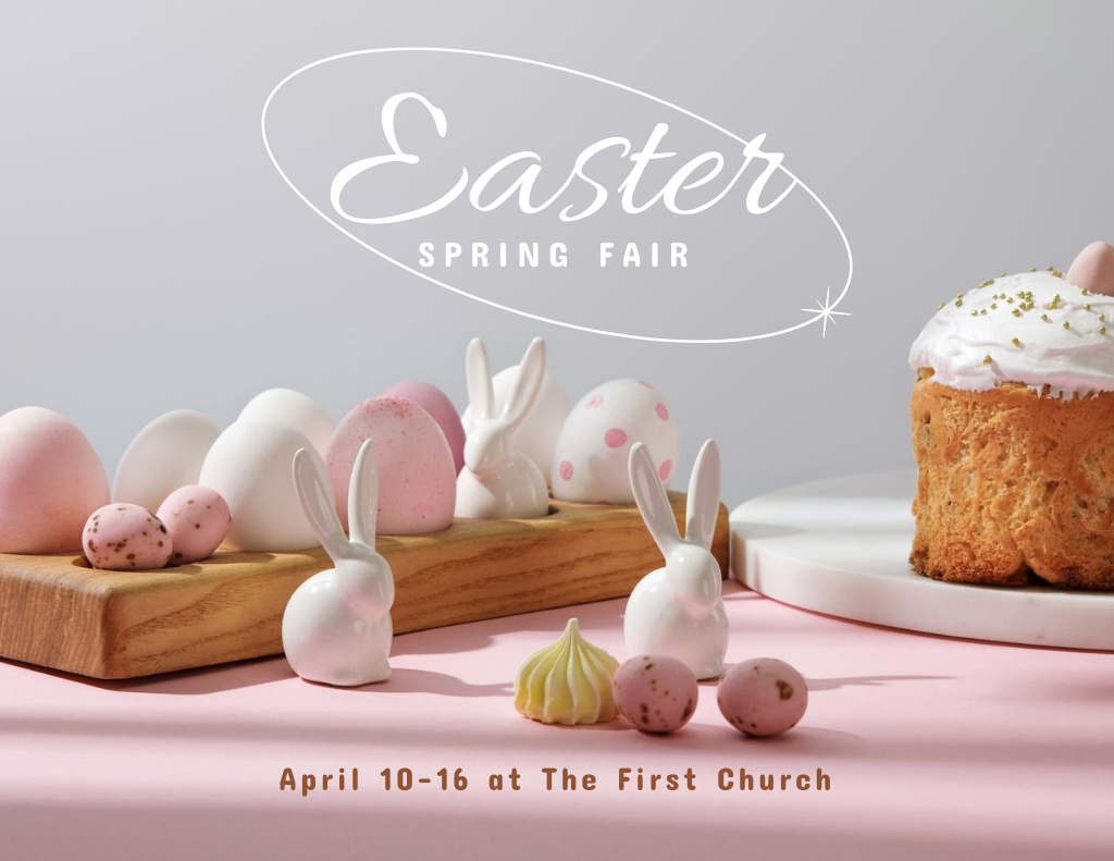 Plantilla de diseño de Easter Faire Ad with Eggs and Toy Bunnies Flyer 8.5x11in Horizontal 