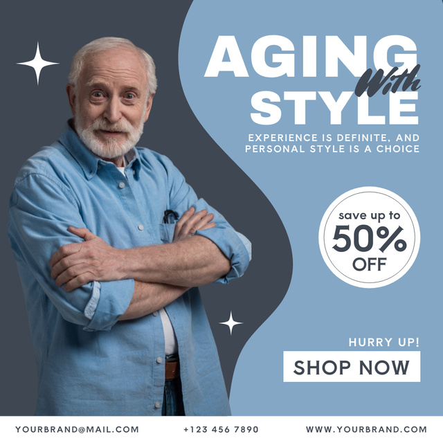 Stylish Looks For Seniors With Discount Offer Instagram Design Template