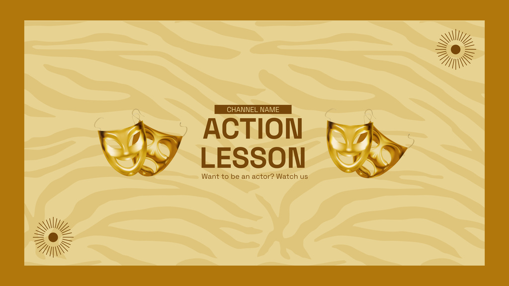 Designvorlage Offer of Acting Lessons with Golden Masks für Youtube